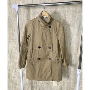 J CREW Factory $168 Bonded Trench Coat C8511 Long Jacket Khaki Tan Womens Size 4